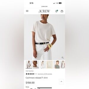 J.Crew Cashmere Relaxed fit Tee in Cream NWT